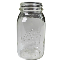 Antique Kerr Self Sealing Trade Mark Reg Mason Clear Glass Canning Jar 7&quot; Décor - £15.95 GBP