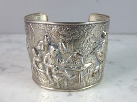 Vintage Estate Hans Jensen Denmark Silver Plated Repousse Cuff Bracelet ... - $99.00