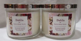 Bath &amp; Body Works 3-wick Scented Candle Lot Set of 2 DAHLIA - £53.91 GBP