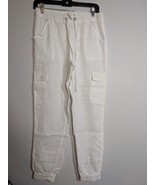 Nicole Miller Flax Linen Cargo Jogger Ivory Elastic Waist Pull-on Womens... - $45.87 CAD