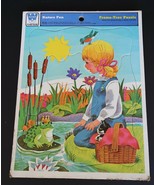 Vtg Whitman 1975 cardboard inlay frame tray puzzle Nature fun picnic cat... - $284.12 MXN