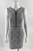 Merona Sheath Dress Size Small Black White Mosaic Print Split Neck Sleeveless - £19.83 GBP