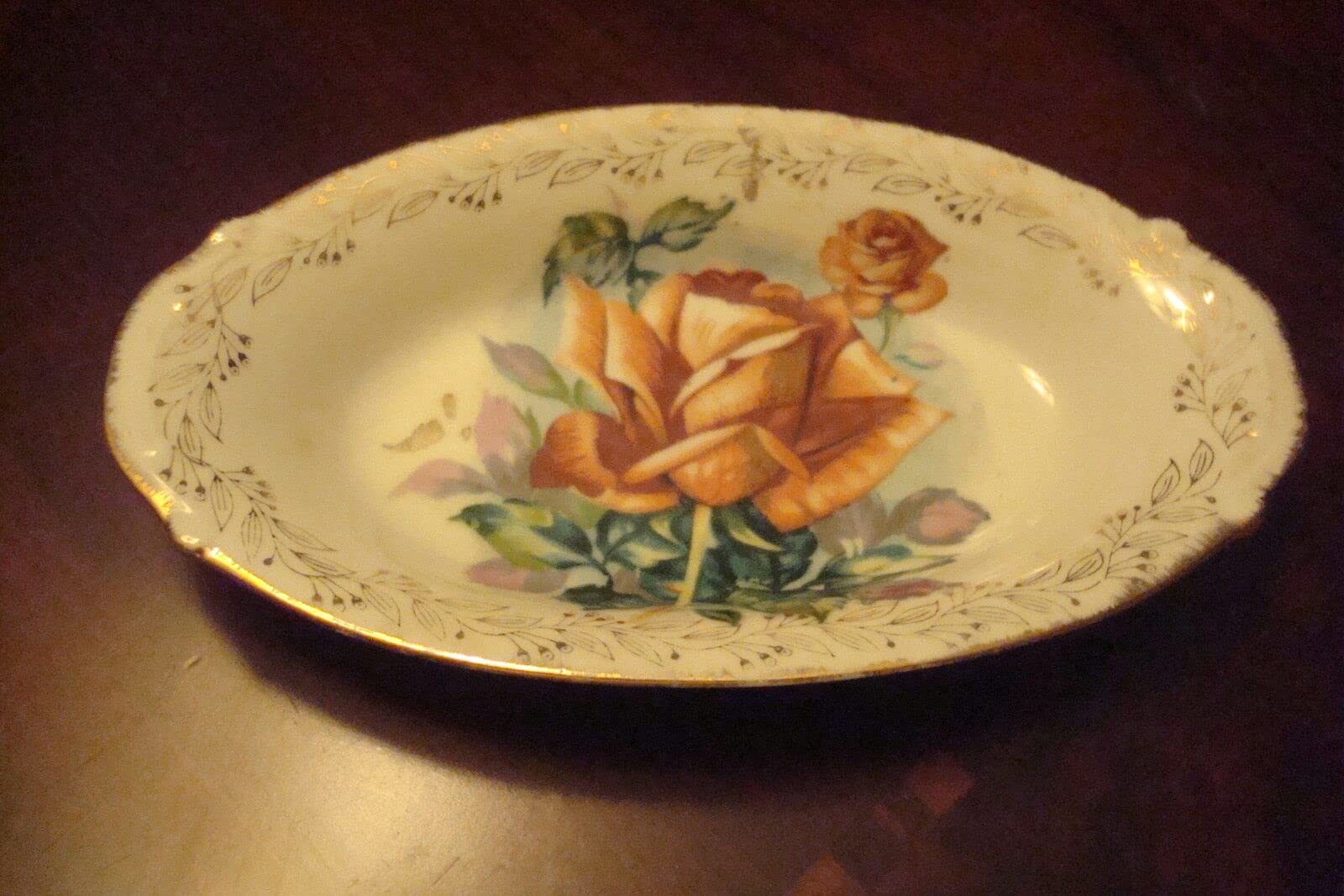 Compatible with Antique German Oval Vanity Tray Transfer Roses and Touch... - $21.55