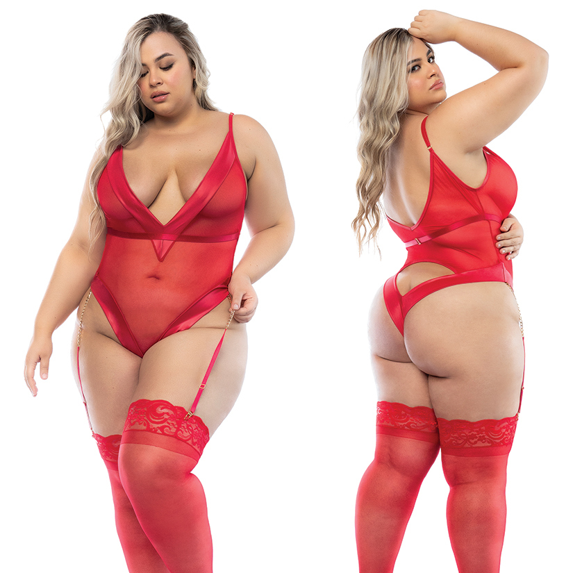 Hello Sexy The Lola Bodysuit-Tiger Lily 1X/2X-Boxed