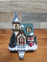 Christmas Stocking Holder Hanger Ceramic Church - Lights Up and Plays Mu... - $24.18
