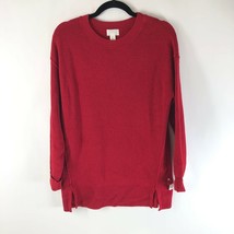 Caslon Womens Tunic Sweater Ribbed Round Neck Cotton Blend Red Size M - £15.20 GBP