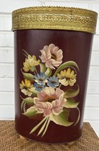 Vintage Plymouth Tole Floral Gilt Filigree Waste Basket Bucket Umbrella Stand - £47.78 GBP