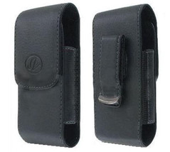Black Leather Case Pouch Holster with Belt Clip for ATT Nokia 2720 fold, N75 - £12.29 GBP