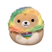 Squishmallows 4.5&quot; Leonard the Lion Valentine Squad Rainbow Heart Hair Soft Toy - £23.80 GBP
