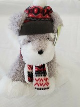 Hug fun plush stuffed puppy dog schnauzer xmas scarf hat NEW - £19.33 GBP