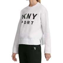 DKNY Womens Lacquer Logo Fleece Top Size X-Small Color White/Black - £45.52 GBP