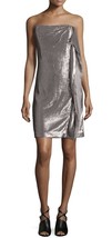 NWOT Womens Halston Heritage Strapless Silver/Taupe Side Ruffle Dress Sz 8 - £59.33 GBP
