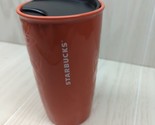 Starbucks dark orange embossed flowers travel tumbler ceramic cup mug 10 oz - $14.84