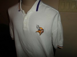 Vtg White Minnesota Vikings Embroidered Cotton Polo Shirt Adult XL NFL Football - £21.91 GBP