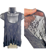 Candies Y2K Tank Top Black Mesh Sheer Floral Lace Fairy Grunge Whimsigot... - $44.52 CAD