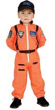 Super Hero Cute Orange Flight Suit w/Patches &amp; Cap Astronaut Costume, Ru... - £23.51 GBP