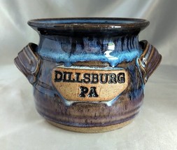 Handmade DILLSBURG, PA Blue/Purple Drip Glaze Stoneware Pottery Jug Vase... - $24.40