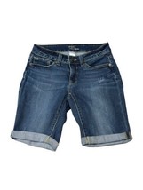 Time And Tru Women’s Size 4 Mid Rise Distressed Cuffed Bermuda Jean Shorts - £11.83 GBP