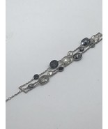 Swarovski Triple Stranded Black White Grey Crystal PAMELA Bracelet Silver  - £38.75 GBP