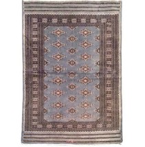 4x6 Hand Knotted Wool &amp; Silk Jaldar Bokhara L. SLATE BLUE  Rug B-75620 - £435.32 GBP
