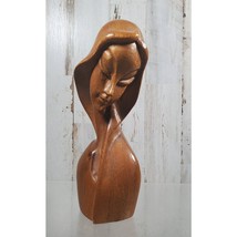 MCM 1950&#39;s Woman Lady Wood Sculpture Bust Retro Smooth 6&quot; - $25.00