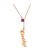 14K. SOLID GOLD PERSONALIZED NAME WITH HANGING AMETHYST - $866.24