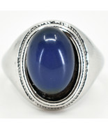 Vintage Inspired Silver &amp; Black Painted Color Changing Oval Cabochon Moo... - £4.78 GBP