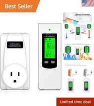 Smart Programmable Wireless Thermostat Outlet with Remote Control &amp; LCD ... - $40.50