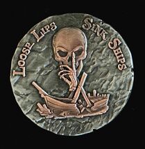 “Loose Lips Sink Ships” Pirate Challenge Coin, 1.75”, Two Tone EDC - $22.80