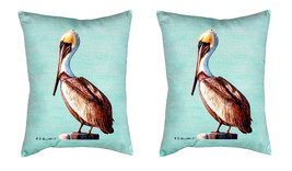 Pair of Betsy Drake Pelican - Teal No Cord Pillows 16 Inch X 20 Inch - £63.30 GBP