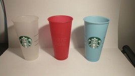 Starbucks Lot Of 3 Plastic 16 Oz Cups No Lids - $7.57