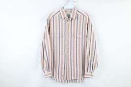 Vintage 90s Streetwear Mens Medium Rainbow Striped Double Pocket Button Shirt - £26.76 GBP