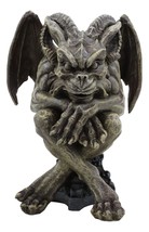 Ebros Winged Ram Horned Gargoyle Sitting On Cathedral Pedestal Statue 6&quot; High - £26.27 GBP