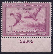 RW5 - $1 F-VF &quot;Pintail &amp; Hen&quot; Scarce Pl# 138602 Single Duck Stamp Mint H - £128.28 GBP