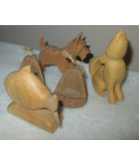 5 WOOD HAND CARVED ANIMAL SCULPTURES FIGURES  - $29.90
