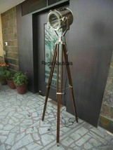 Nautical Search Spot Light With Wooden Tripod Stand Reproduction Spot Light - $285.00
