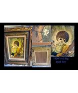 rare 1950's Oil painting of wide eyed Boy,  Ships Free - $82.00