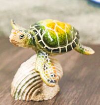 Marine Green Sea Turtle Swimming Over Partridge Tun Shell Spring Bobble ... - $16.99