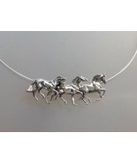 Running horses necklace Omega chain sterling silver Beverly Zimmer horse... - £136.06 GBP