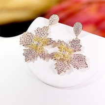 Fashion earrings elegant flowers ladies earrings for women cubic zircon wedding  - £37.35 GBP