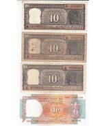 India, 10 Rupees, Set of 4 Different Sign, Old Issue, XF, XF+, UNC - $20.90