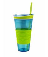 Snackeez Travel Snack &amp; Drink Cup with Straw, Blue,16 oz - £10.05 GBP