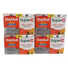 Vicks DayQuil Severe Cold &amp; Flu &amp; Super C 12 DayQuil Liquicaps Pack of 4 New - £29.89 GBP