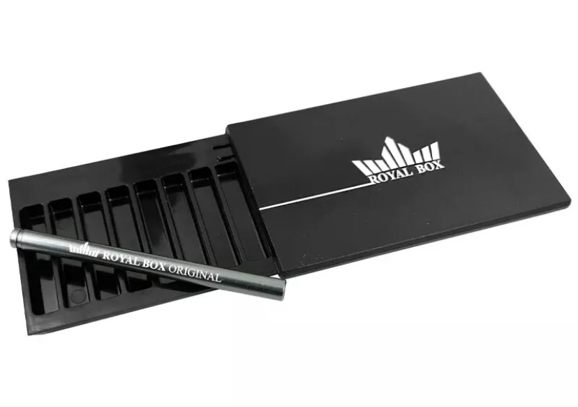 Royal Box Black 8 Compartment Snuff Box w/ Built in 3” Metal Straw Clean Elegant Item image 5