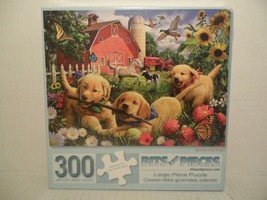BITS AND PIECES 300 Large Piece Puzzle Farmyard Pups Brand New Sealed! - $32.56