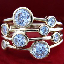 14K Placcato Oro Giallo Originale Argento Diamanti Finti Fidanzamento Nuziale - £222.67 GBP