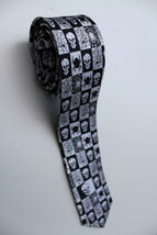 Halloween Skull Spider Punk Rock WHITE SLIM Necktie - $19.99
