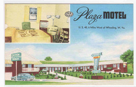 Plaza Motel Wheeling West Virginia linen postcard - £4.63 GBP