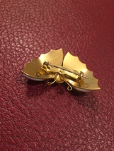 60s brown and white carved shell butterfly brooch image 5