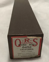 New QRS Word Music Roll 8452 California Played By J Lawrence Cook 1914 - £23.49 GBP